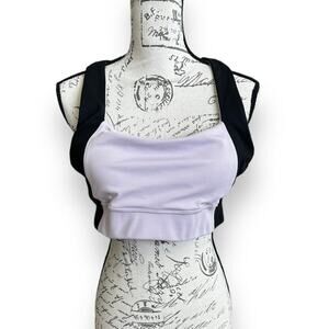 New Sincerely Jules Racerback Sports Bra XL Purple Black NWT